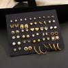 40 Pcs Gold Color Earring Set for Women Vintage Butterfly Heart Pearl Crystal Stud Earrings Korean 2025 New Simple Jewelry Gifts