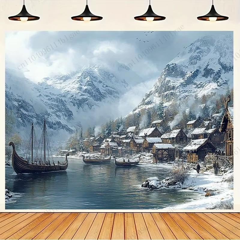 Cenário de Aldeia Wonderland de Inverno Decoração de Casa Mural de Parede - Transforme o Seu Espaço com um Papel de Parede Cénico Mágico