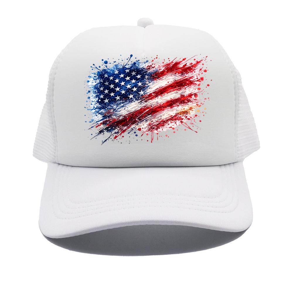 USA Flag Trucker Hat Adjustable Mesh Baseball Cap Patriotic USA American Casual Sun Hats for Unisex Wounisex