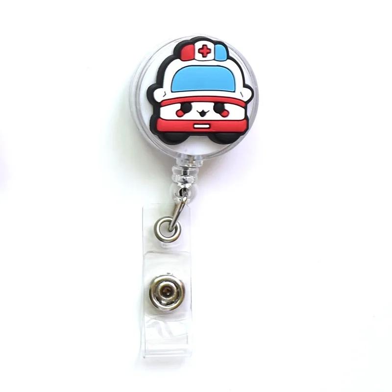 1pc High Quality Silicone Retractable Hospital Nurse Badge Holder Reel Cute Cartoon ID Card Holder Keychains