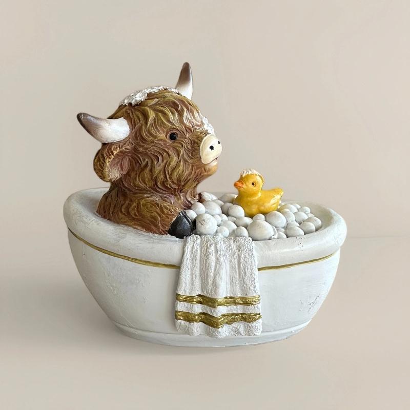 Quality Resin Statue Cow Sculpture With Detailed Texture Great Gift For Nature Lover And Collectors