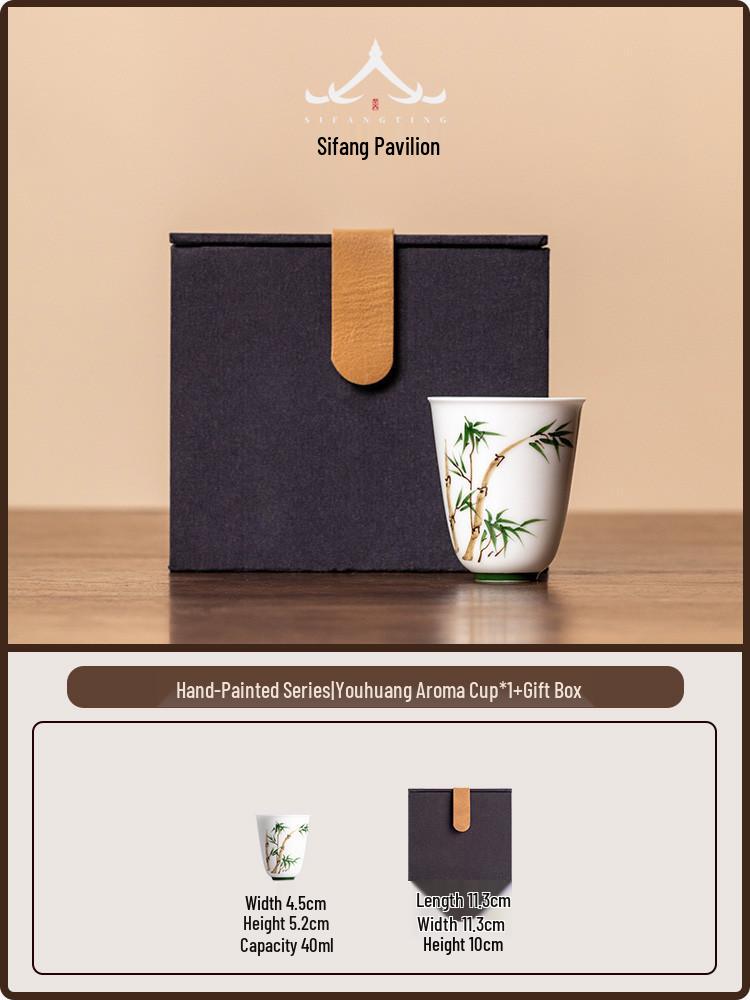Hand-Painted Gongfu Master Tea Cup - Large Capacity White Porcelain 