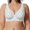 European & American Plus Size Polka Dot Seamless Underwire Bra with Jelly Support