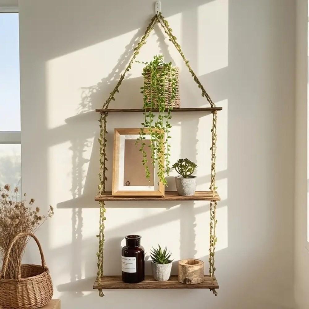 2/3 Layers Wall Shelves Bohemian Style Wall Rack New Hanging Shelves  Bedroom Decor