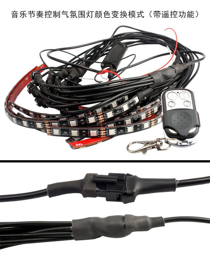 12pcs 108LED Motorcycle ATV RGB LED Neon Under Glow Strip Light Kit Remote Control