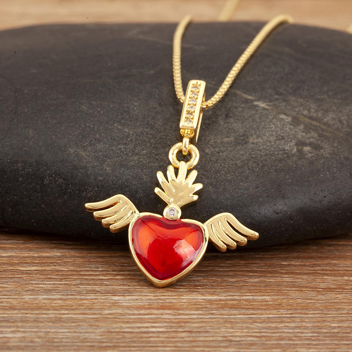 

Nidin New Trendy 7 Styles Choice Sacred Heart Pendant Necklaces For Female Male Copper Inlaid Crystal Zircon Link Chain Jewelry