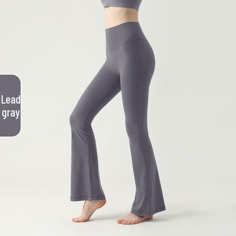 

Женские фитнес-брюки с высокой талией, микроклеш, телесного цвета - маленькие, широкие штанины, один размер, для занятий спортом на открытом воздухе. One Size