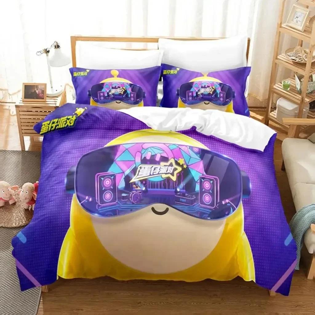 Cartoon Eggy Party Game Bedding Set Boys Girls Twin Queen Size Duvet Cover Pillowcase Bed Kids Adult Fashion Home Textileextile