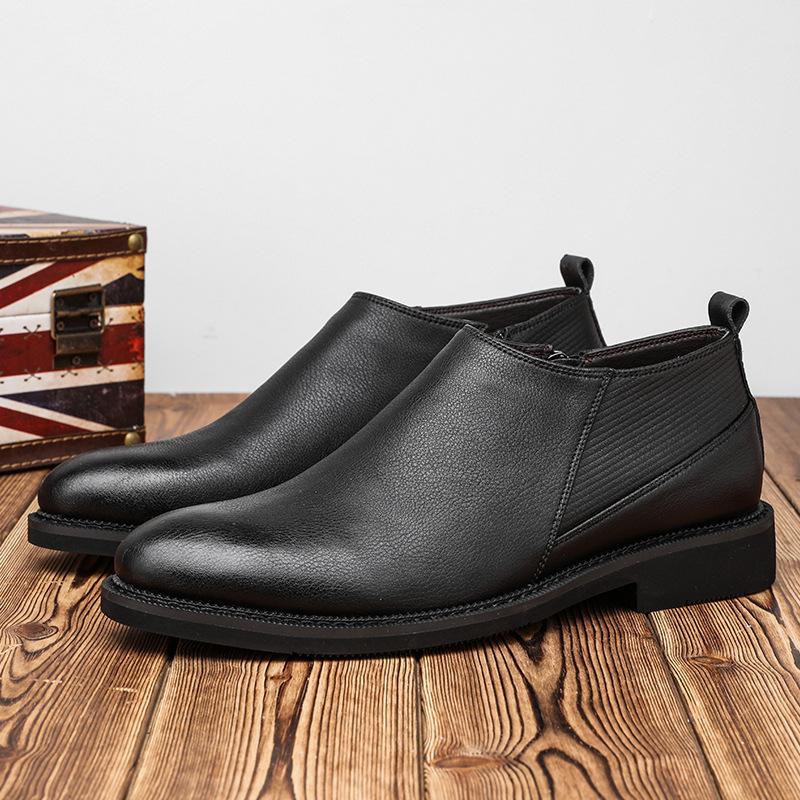 

Модная британская мужская обувь Модные мужские роскошные ботинки челси в стиле ретро слипоны повседневные ботильоны короткие ботинки zapatillas hombre 10 чёрный