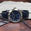 KNIS Retro Military Watch Men's Sapphire Glass 10 ATM Water Resistant Blue Dial Navy Leather KN003-BLNVLE