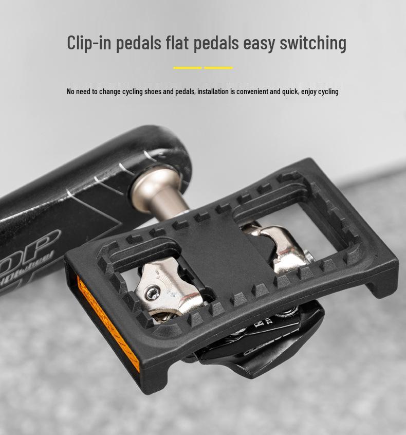 Mountain Bike Pedal Cleats Converter: Clipless To Flat with Straps & Reflectors