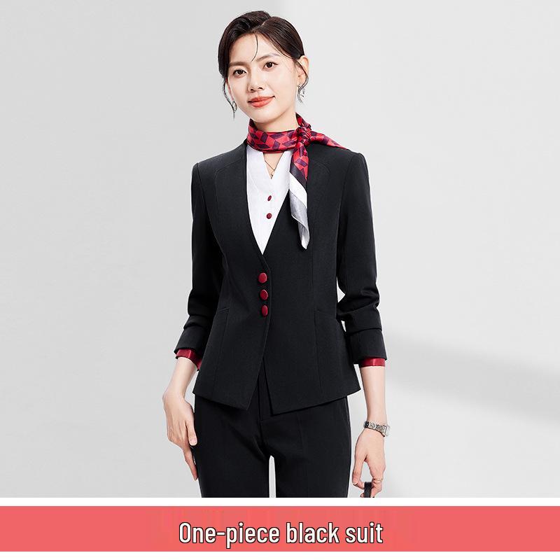 Women's Professional Flight Attendant & Receptionist Suit - Elegant Skirt Set for Beauticians and Hotel Staff