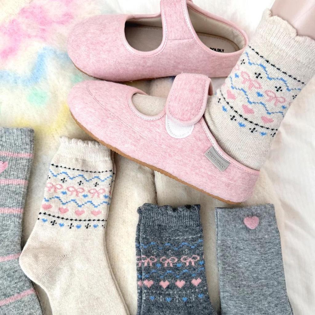 Sweet Korean-Style Girls' Ruffled Cotton Mid-Calf Socks for Autumn and Winter