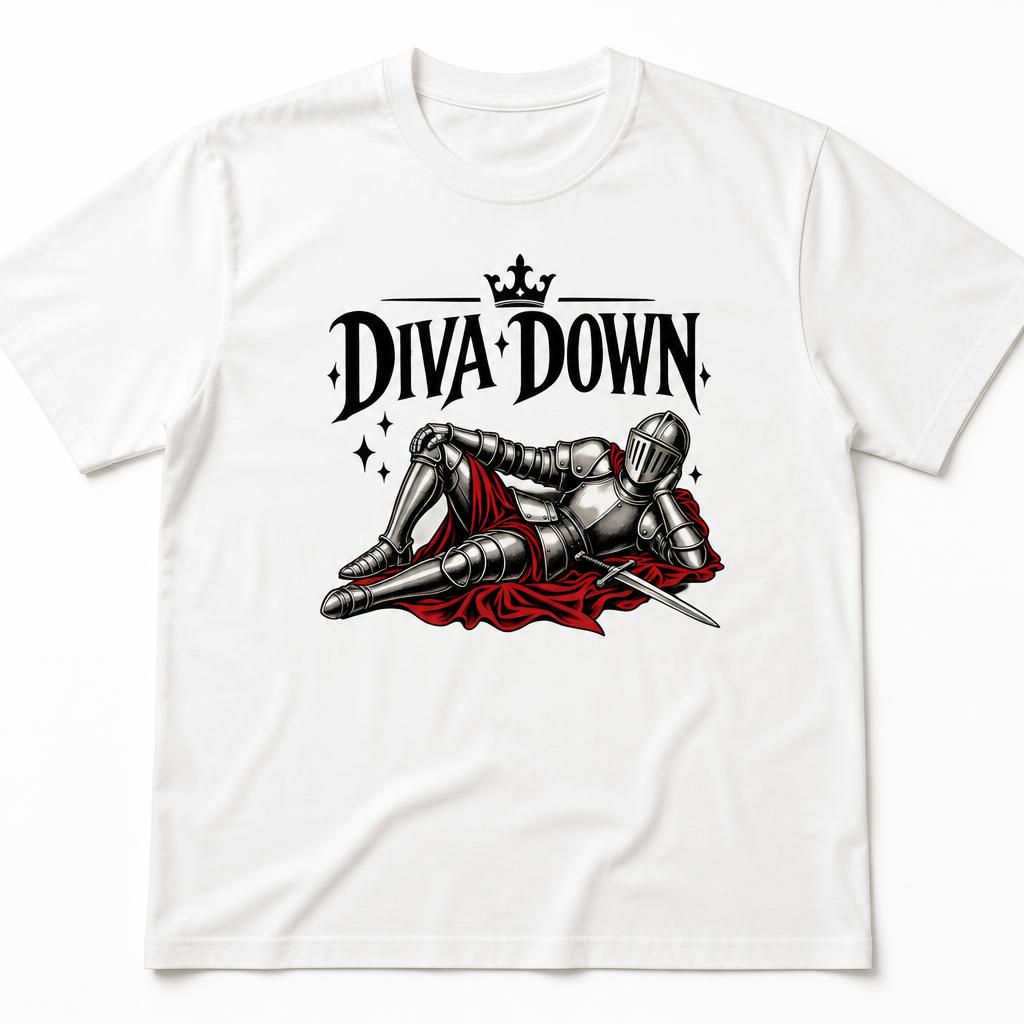 Diva Down Knight Funny Medieval Meme Unisex T Shirt Cotton Clothing Fun Short Sleeve Tee Gift TShirts