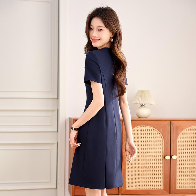 Women's Professional Summer 2026 V-Neck Dress for Receptionists, Beauty Salons, and Teachers