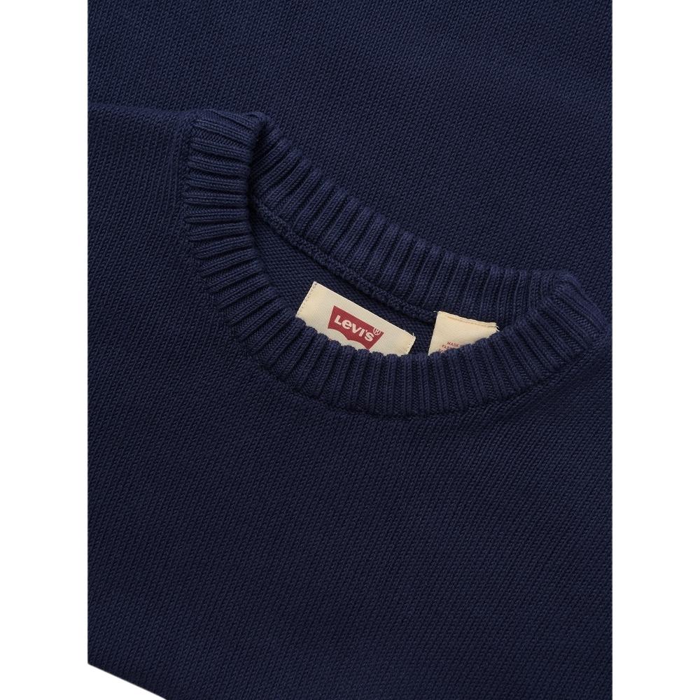 Levis Simple Comfortable Crew Neck Loose Long Sleeve Knit Sweater Men sweater Blue 0002E-0002