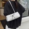 Fashion Bow Ribbon Shoulder Bag Daily Casual Commuting Bowknot Print Underarm Bag Sweet Women's Small Handbag