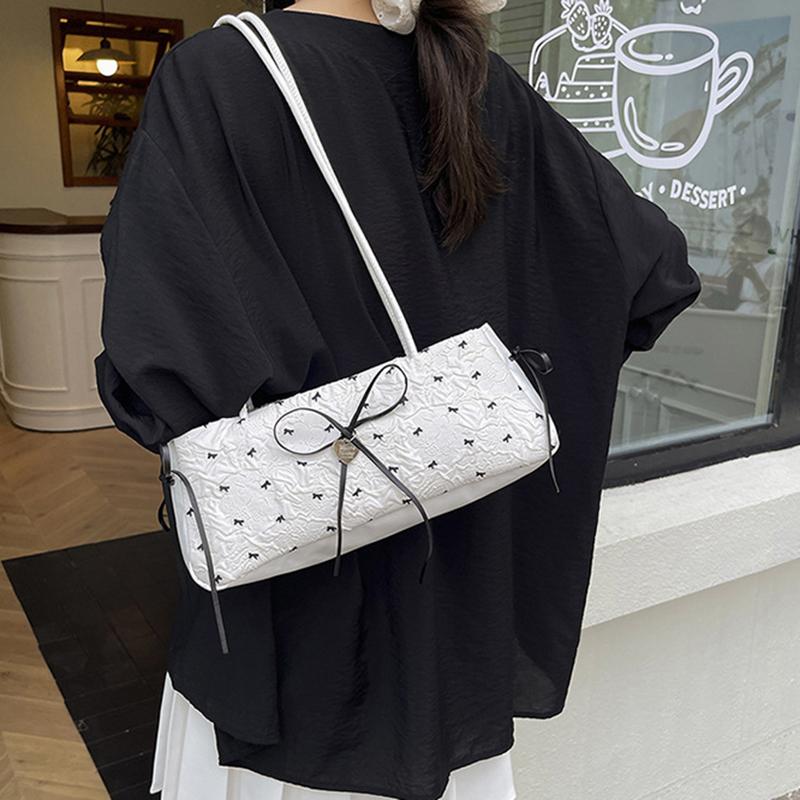 Fashion Bow Ribbon Shoulder Bag Daily Casual Commuting Bowknot Print Underarm Bag Sweet Women's Small Handbag
