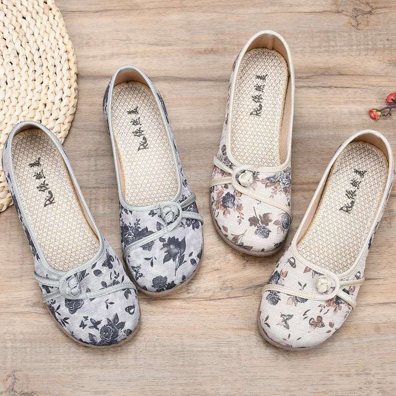 24 spring new old north cloth shoes women's solid color plaid beef tendon sole shallow mouth flat sole single shoes casual and comfortable maternity