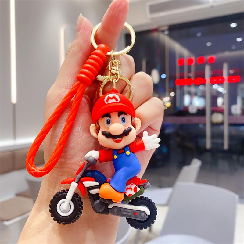 Creative Cartoon Mario Motorcycle Keychain Pendant - Cute Children s Toy Gift
