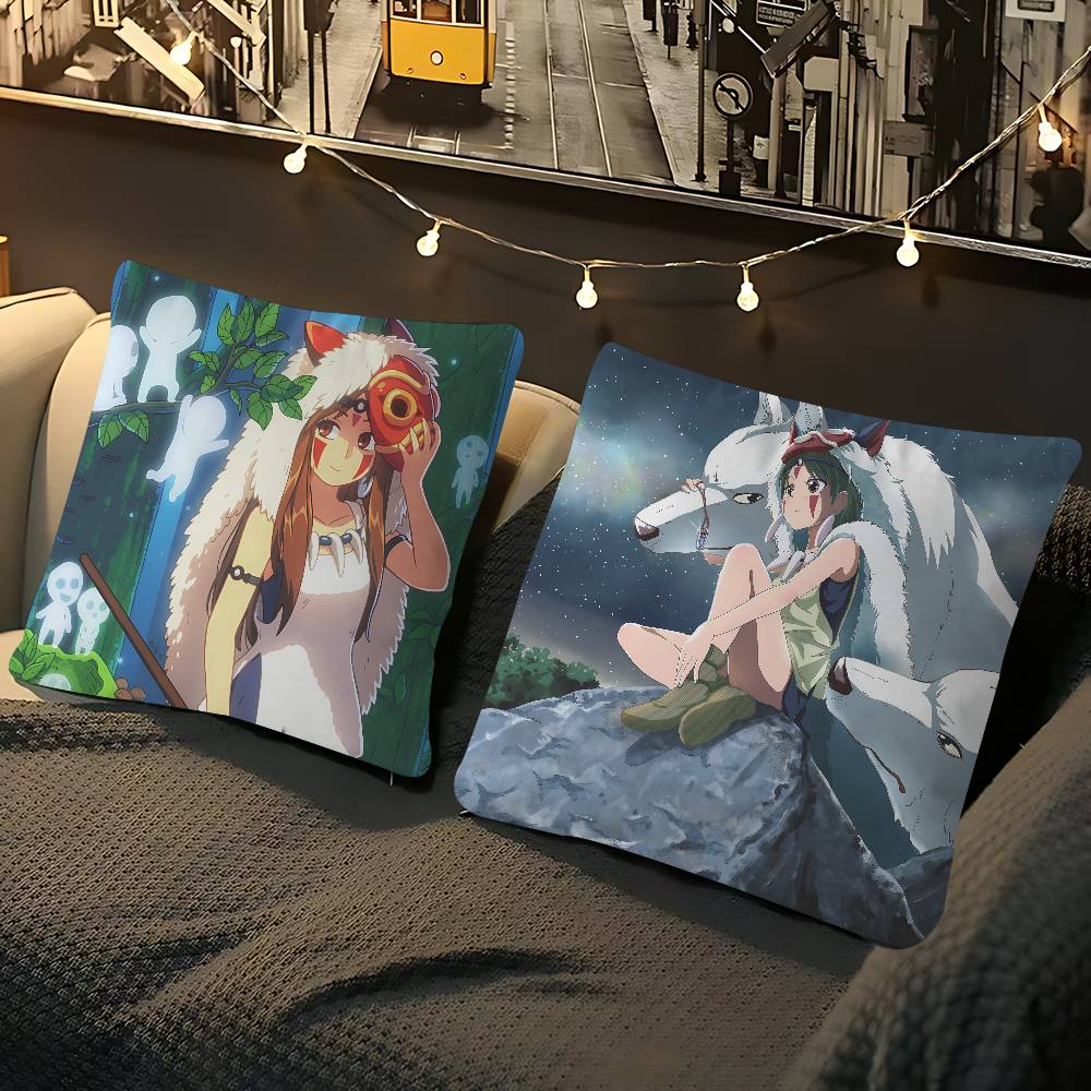 Cartoon M-Mononoke Hime Pillow Gift Home Office Decoration Pillow Bedroom Sofa Car Cushion CoverPillow Case