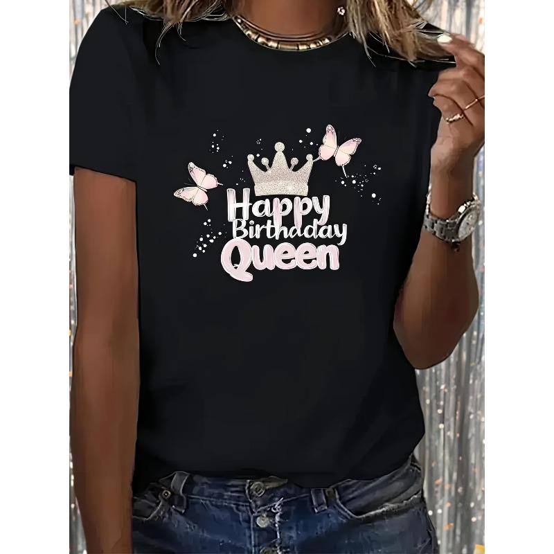 

Европейские размеры Женская летняя футболка с коротким рукавом и круглым вырезом - Повседневный непрозрачный топ с принтами спереди и сзади, подходит для лета и весны S чёрный