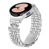 Watch Band with Connector For Samsung Galaxy Watch6 Classic 47mm/43mm/Watch6 44mm/40mm 7-Bead Rhinestone Crown Stainless Steel Strap Silver
