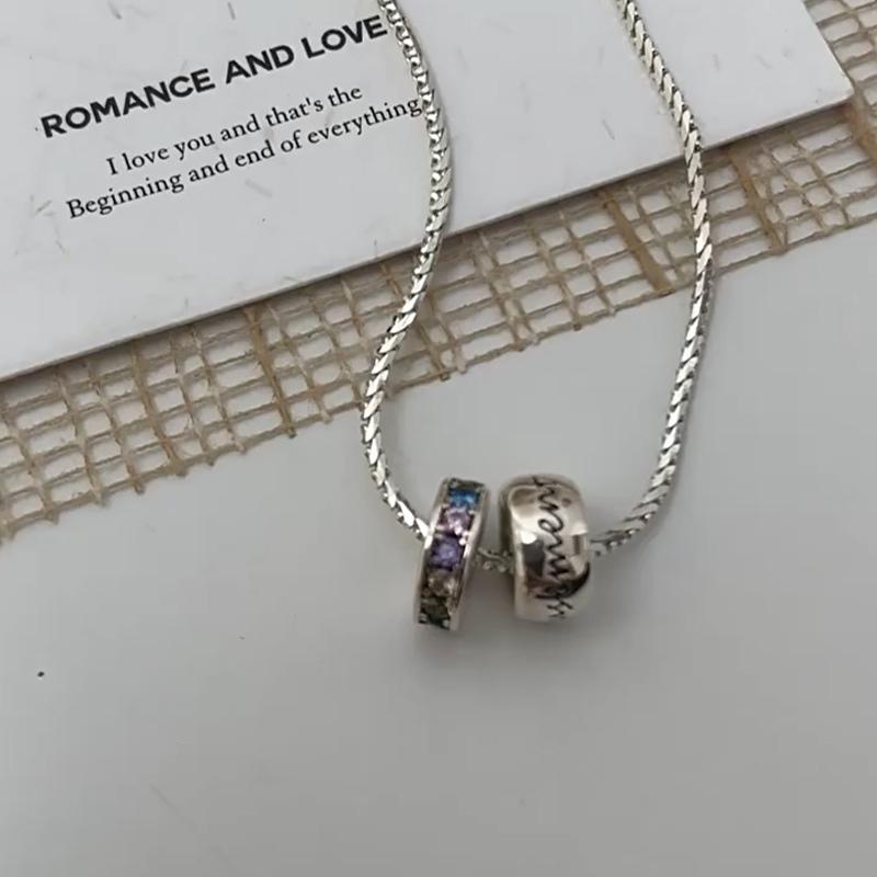 Trendy Exquisite Zircon Pendant Necklaces For Women New Design Rainbow Double Circle Chokers Snake Bone Chain Neck Jewelry Gift