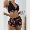 Womens Halter Neck Padded Bra Bikini Set Boy Shorts Swimsuit Beachwear Swimwear