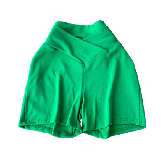 

Women Shorts V-Shaped High Waist Design Pure Color Yoga Shorts Elastic Waistband Butt-Covering Summer Short Pants зелений