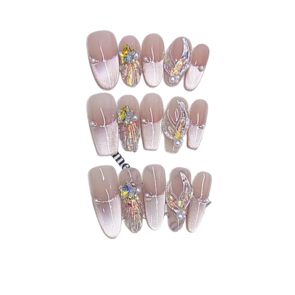 Pure Hand-made Pinching Craftsmanship In Summer New Style Fantasy Color Mermaid Hand-painted Fantasy Color Fishtail Cat Eye Nail Art Sticker