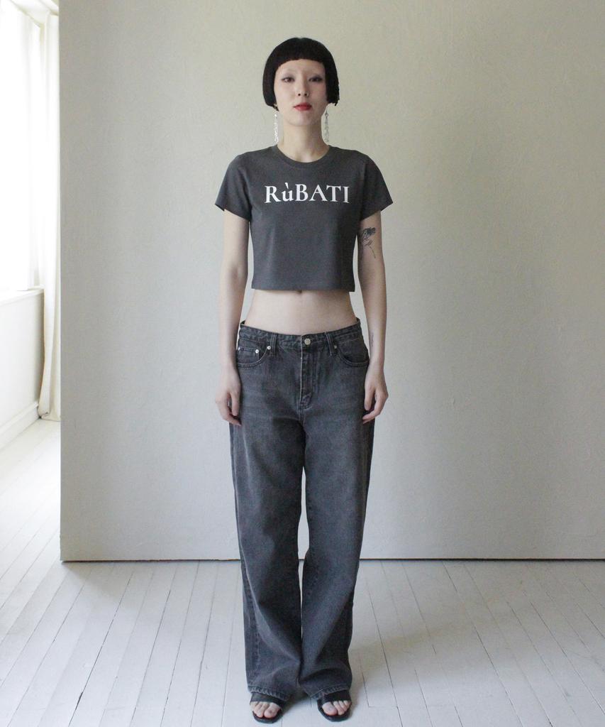 RUBATI Logo Crop T-Shirt_Charcoal