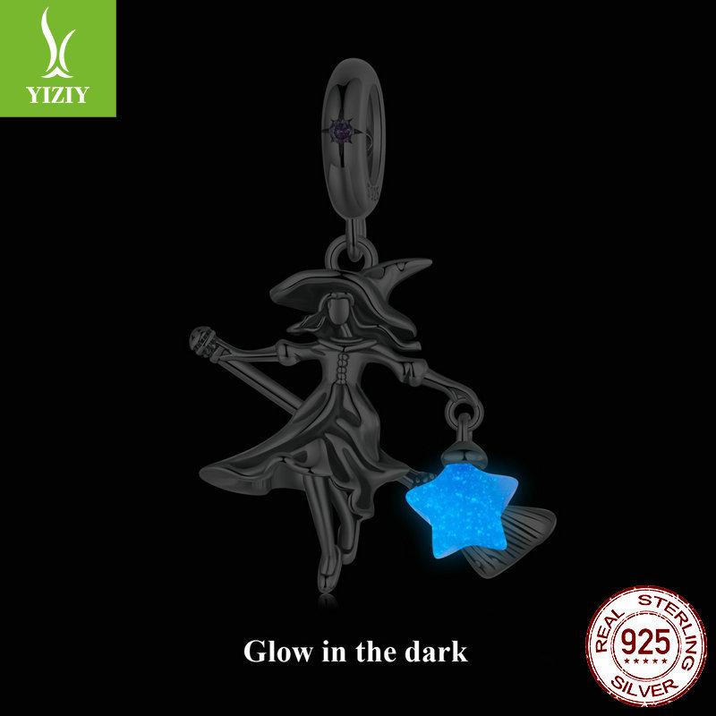 Halloween Luminous Elf Diy Pendant Accessories, Creative Luminous Stone S925 Silver Bracelet Beaded