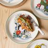 8.2 Inch Cartoon Rabbit Dinner Plate Ceramic Painting Serving Dishes Flower Bunny Dessert Tray Salad Plate Microwave Safe
