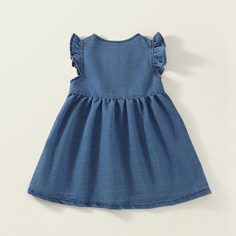 3-10 Years Kids Girls Blue Demin Dress Sleeveless Dress