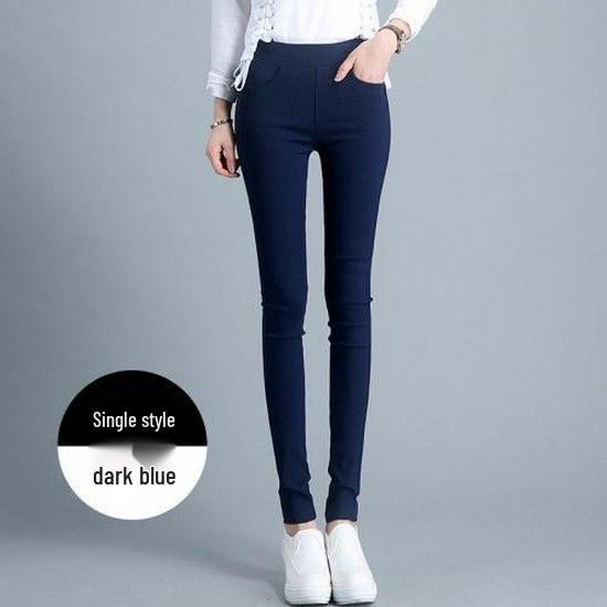 Plus Size Fleece-Lined High Waist Black Leggings for Women - Slimming, Elastic, Skinny Long Pants for Autumn/Winter