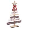 Christmas Tabletop Ornaments Wooden Sign Decoration with Base for Gifts Home Decor Layout Prop Red