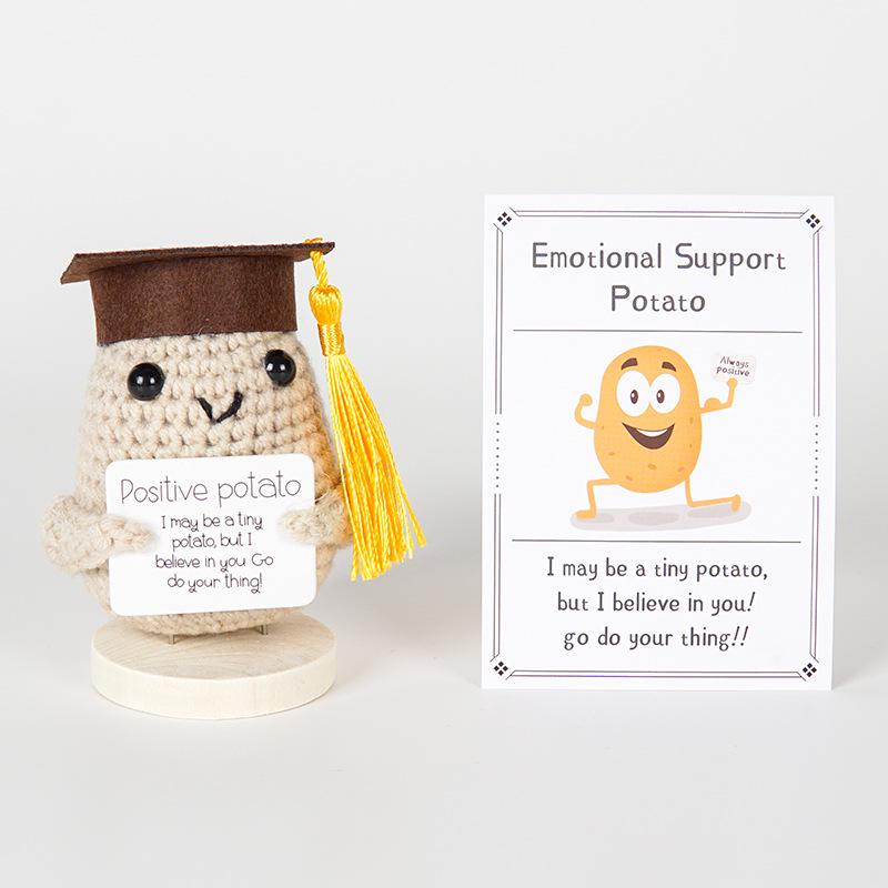 Cross-border Positive Energy Potato Crochet Doll: Humorous Yarn-Knitted Bonsai Ornament and Gift Card
