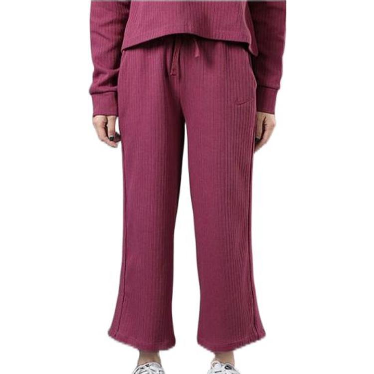 Nike Solid Color Logo Print Lace-Up Knitted Wide-Leg Trousers Women bottoms Pink CJ2666-528