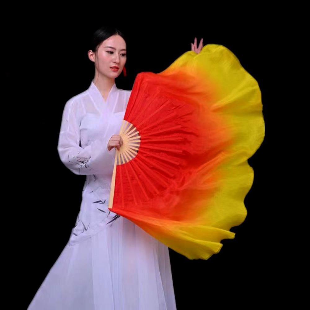Colorful Chinese Short Bellydance Fan Hand Dye Adults Fan  Veil Pairs Yangko Dance Tools