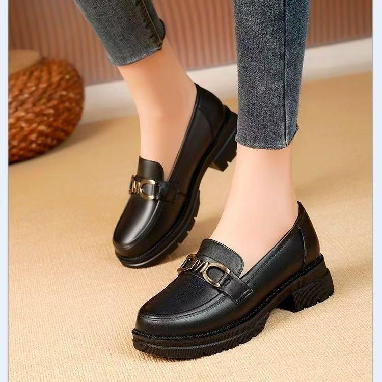 Small Leather Shoes Women's British Style Single Shoes 2025 New Spring and Autumn Versatile Platform Loafers Soft Sole Thick Heel Women's Shoes