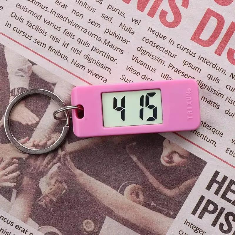 Mini Electronic Clock Keychain Digital Led Time Display Student Rectangle Watch Portable Wall Clock Keyring For Bag Backpack