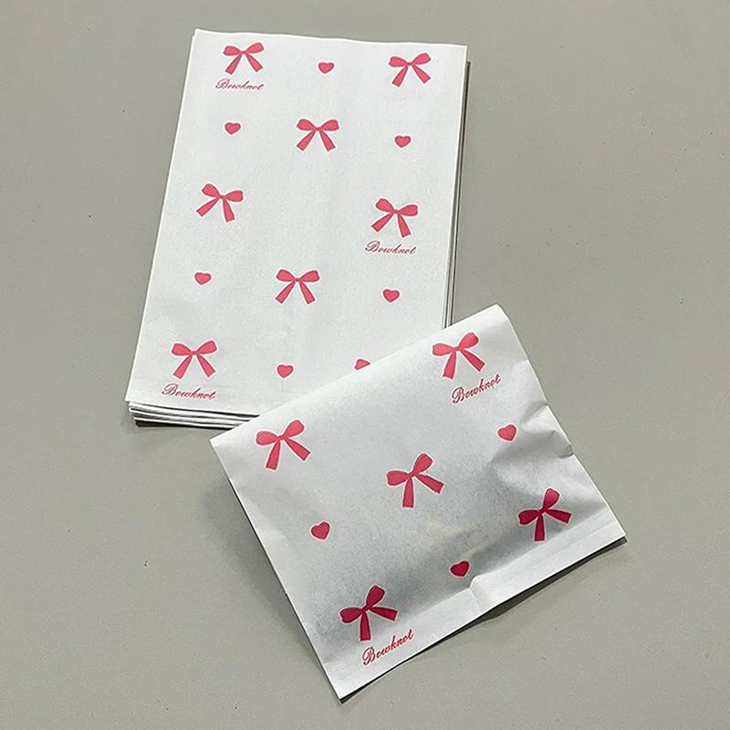 50 Stück Rosa Schleife Herz Papiertüten 12×17Cm Niedliche Fotokarten Schmuckverpackung Für Handgemachte Basteleien Geschenkverpackung Aufbewahrungsbeutel