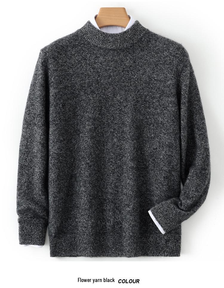 Men's Thick Heather Yarn Cashmere Sweater - Half-High Collar, Light Luxury, Warm for Autumn/Winter, New Style Knit Base Layer