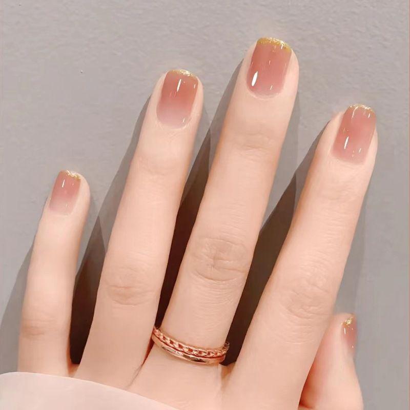 

Ручной работы Маникюр Носка Ногти Нежный Элегантный Короткий Студенческий Телесный Цвет Кристалл Кошачий Глаз Наклейки для Ногтей Готовое Изделие Фантазийный Gradient Glitter-Short