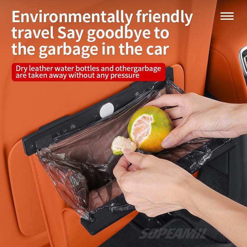 DTDIB1 For Tesla Model 3 Model Y Model S Model X Car Seat Back Hanging Garbage Bag Led Lamp Backrest Magnetic Storage Bag Trash Can