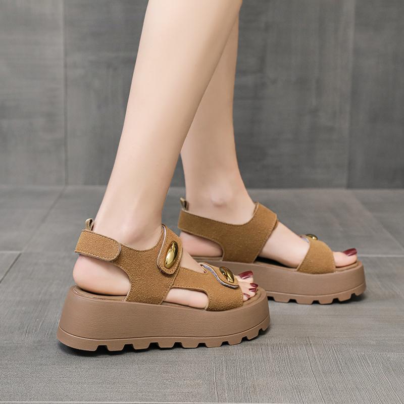 Mode Dam Enfärgade Casual Sandaler, Plattform Ankelspänne Mjuk Sula Gå Kilskor, Slingback Sommarskor