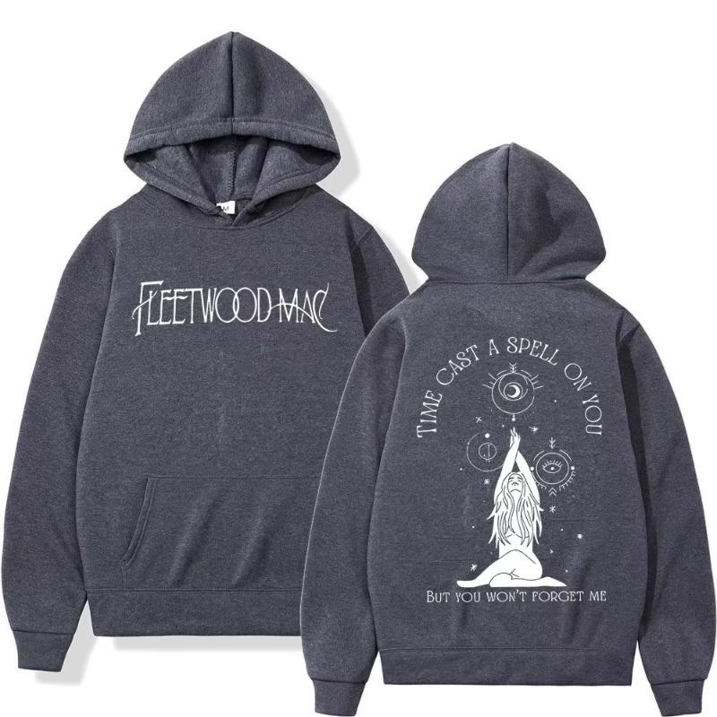 

Rock Band Fleetwood Mac Tour Print Hoodie Harajuku Vintage Hooded Sweatshirts Fashion Casual Pullovers L серый