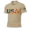 Men’s Short Sleeve Polo Shirt with USA 250 Years of Freedom Letter Print Classic Fit Soft Fabric Casual Top