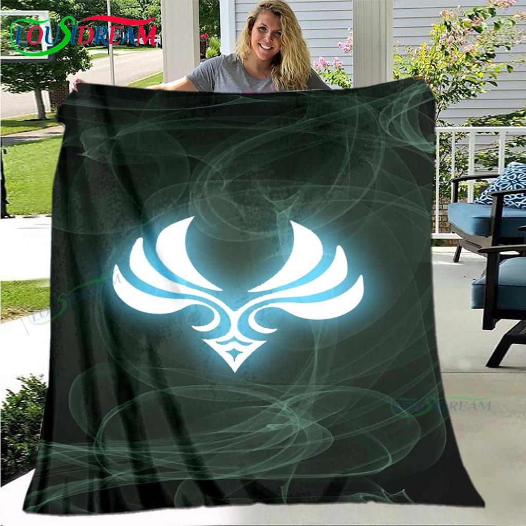 Hot Genshin Impact Runes Pattern Blanket Flannel Thin Blanket Portable Home Travel Office Lunch Break Blanket Birthday Gift